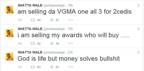 shatta wale sells his vgma plagues