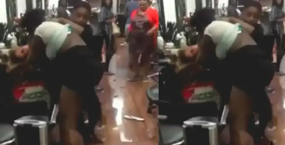 Ladies engage in a serious fight in salon
