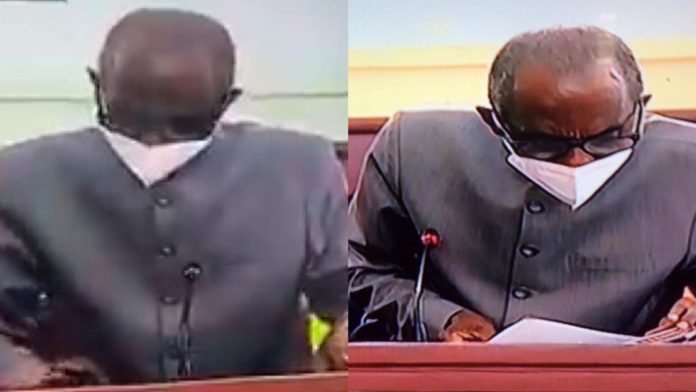 Aseidu Nketiah aka General Mosquito had to imitate a tax collector today in court when he went with a huge calculator.