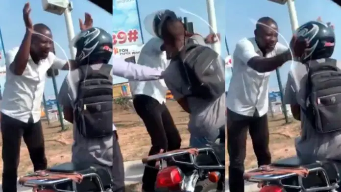 Accra: Pedestrian fight motorbike rider for reportedly jumping traffic [Video]