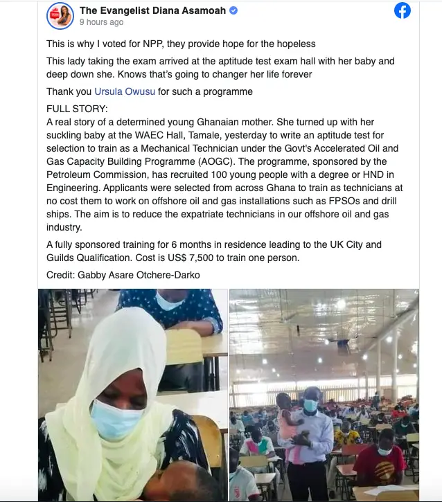Evangelist Diana Asamoah voted for NPP