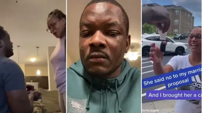 Man goes ahead to present surprise car gift to woman after his marriage proposal was rejected by her [Video]