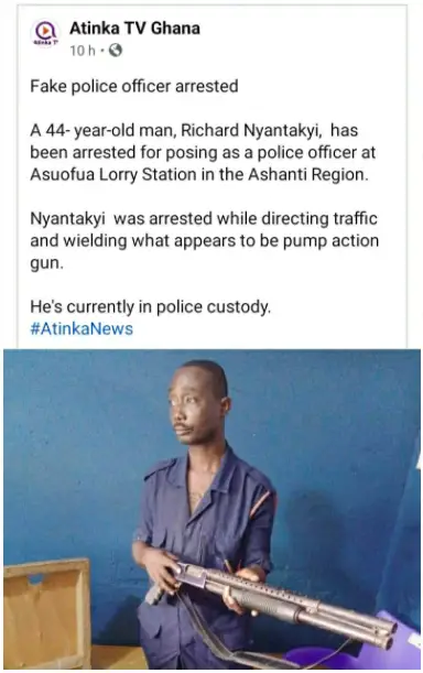 fake police officer arrested 