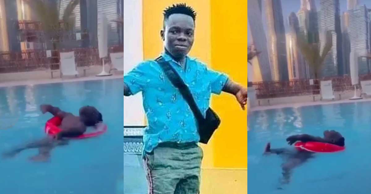 (+VIDEO) Young rich billionaire, Shatta Wale living the dream as he floats in a Dubai swimming pool