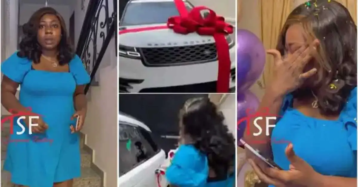 (+VIDEO) Man moves wife to tears as he surprises her with new Range Rover on her birthday