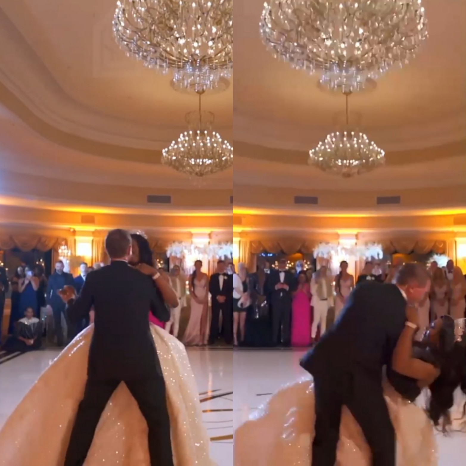 Couple suffer heavy fall at their wedding during first dance at their wedding 