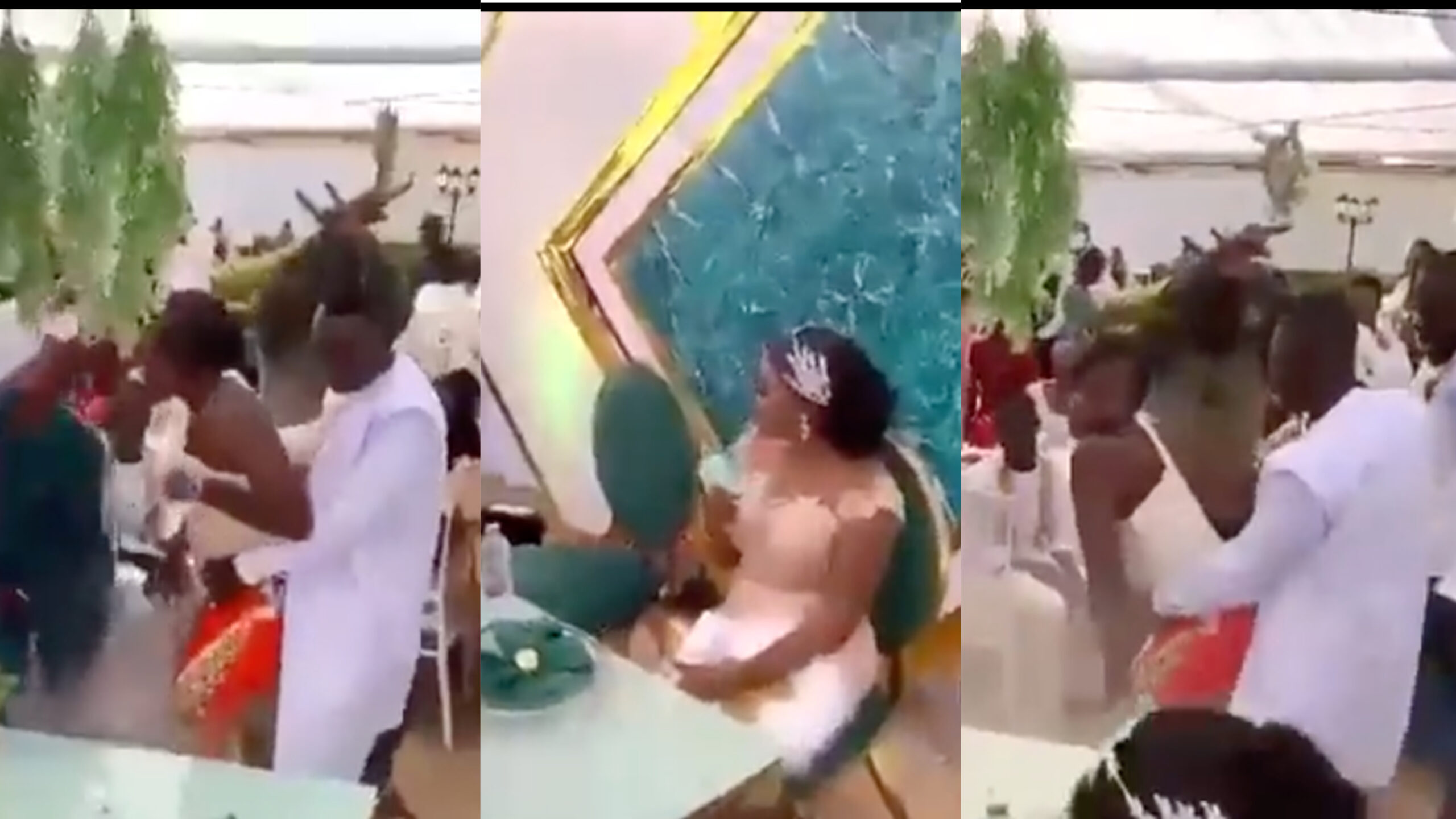 Groom abandons wife, grinds the backside of ex at his wedding reception; check out bride's reaction [Video)