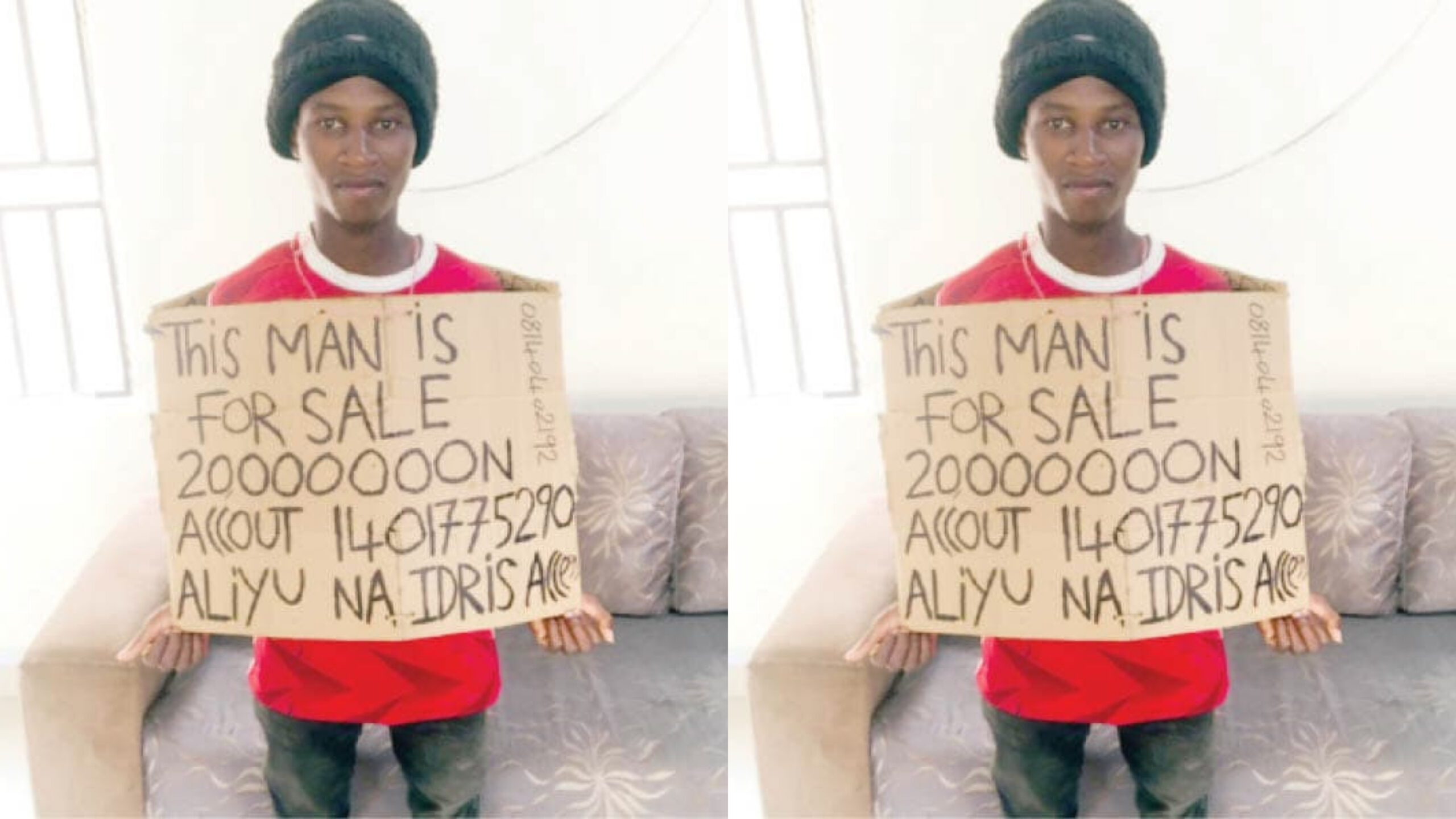 Man puts himself up for sale due to hardship