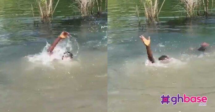 Sad moment as two young men helplessly drown in river as their friends watch on