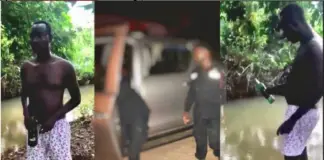Man pours libation to River god to curse Police who planted weed in his car to extort GH¢500 from him