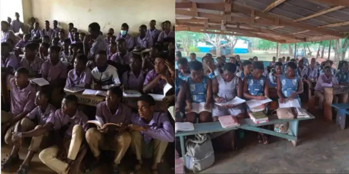 SAD news as SHS students sit on bare floor to learn at Asuogyaman
