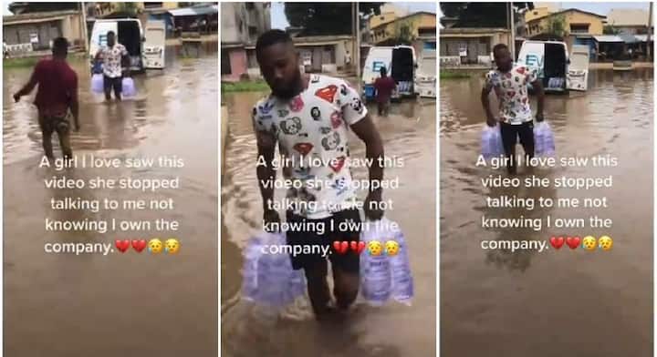 Nigerian man reveals a girl he loves dearly has shunned him after she saw him selling ‘pure water’ but never knew the company belongs to him (Watch)
