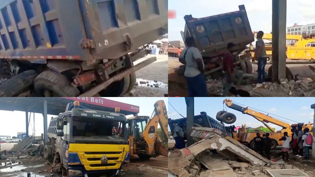 Tipper Truck crashes into Tema Motorway toll booth [Video] » JustOnlyNews•com™
