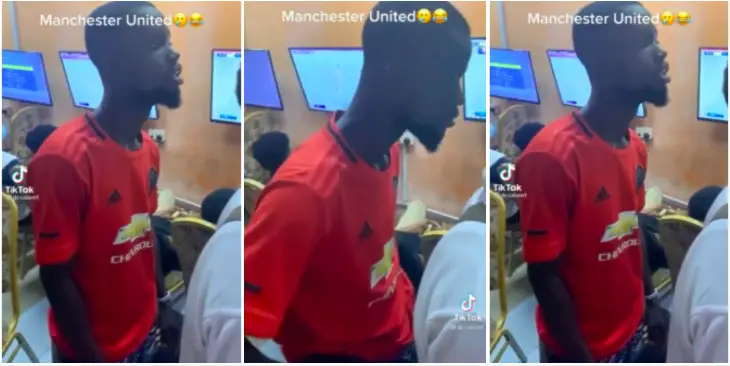 Young man nearly had a mild stroke at betting centre over Man United 2:1 loss to Brighton – SAD video drops » NewzAcid•com™