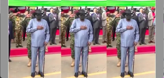 South Sudan’s president pees on himself on live TV while commissioning a road